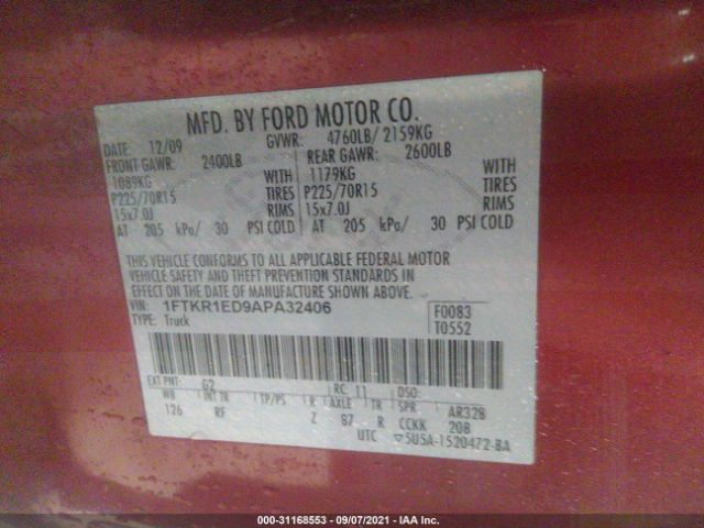 Photo 8 VIN: 1FTKR1ED9APA32406 - FORD RANGER 