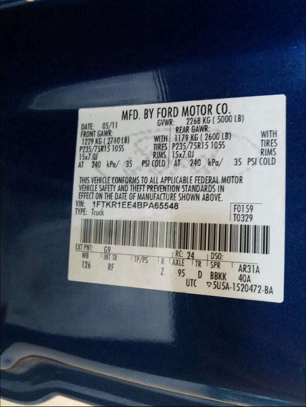 Photo 9 VIN: 1FTKR1EE4BPA65548 - FORD RANGER SUP 