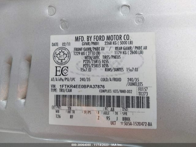 Photo 8 VIN: 1FTKR4EE0BPA37876 - FORD RANGER 