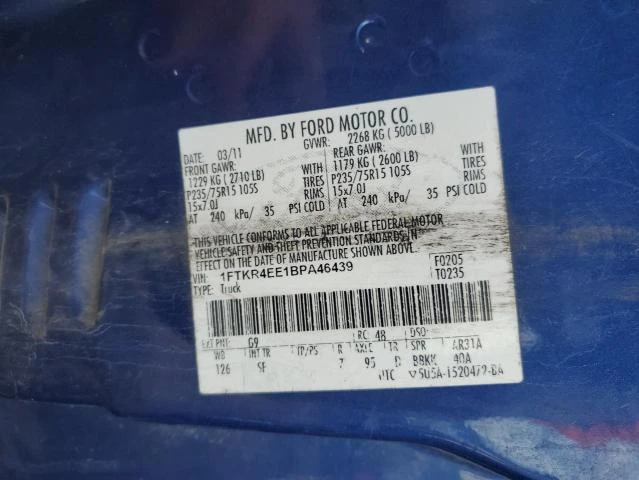 Photo 11 VIN: 1FTKR4EE1BPA46439 - FORD RANGER SUP 