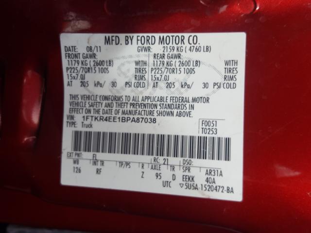 Photo 9 VIN: 1FTKR4EE1BPA87038 - FORD RANGER SUP 