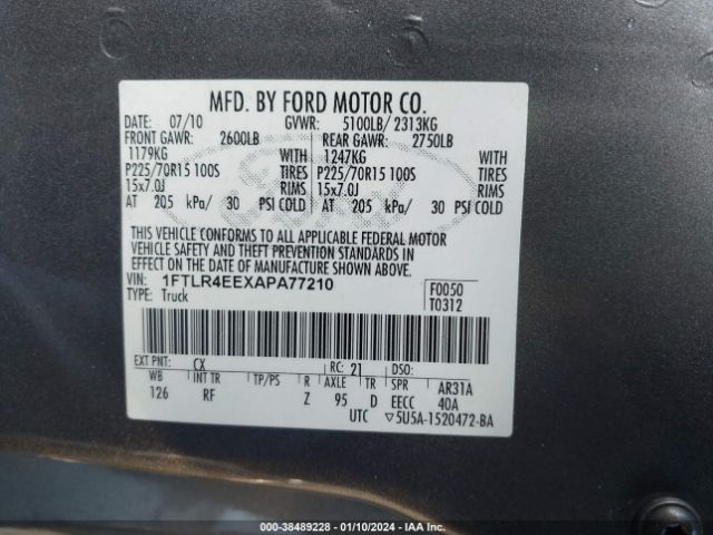 Photo 8 VIN: 1FTLR4EEXAPA77210 - FORD RANGER 