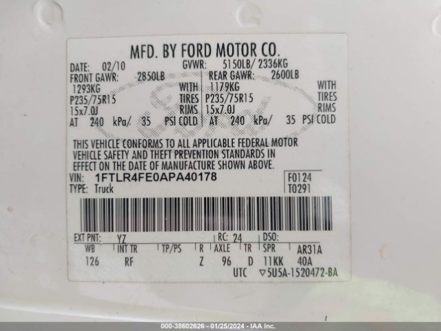 Photo 8 VIN: 1FTLR4FE0APA40178 - FORD RANGER 