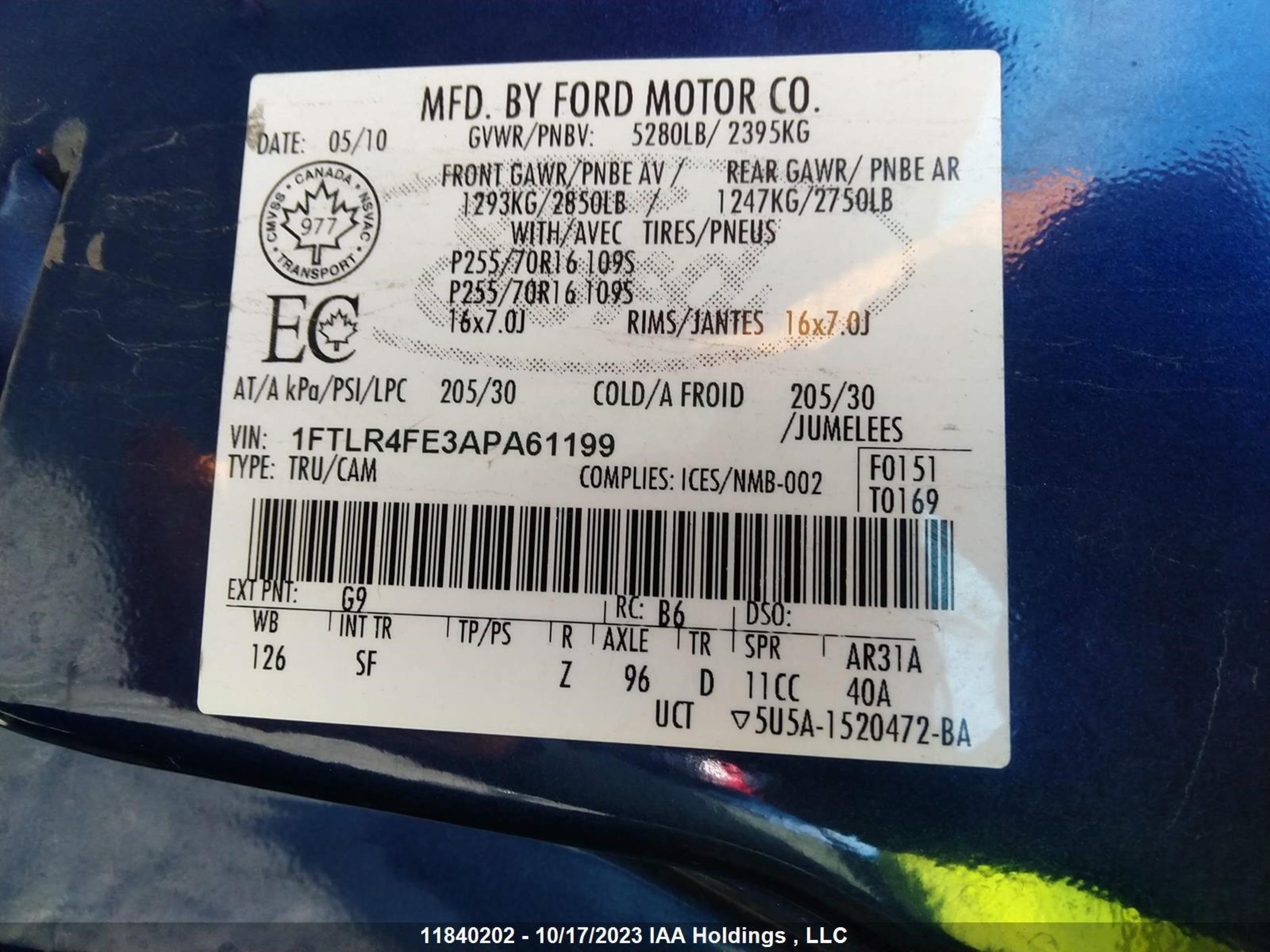 Photo 8 VIN: 1FTLR4FE3APA61199 - FORD RANGER 