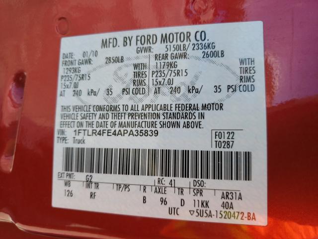 Photo 9 VIN: 1FTLR4FE4APA35839 - FORD RANGER SUP 