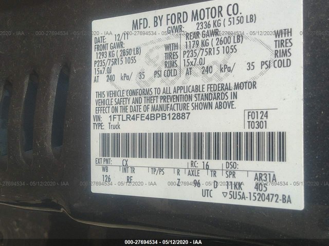 Photo 8 VIN: 1FTLR4FE4BPB12887 - FORD RANGER 