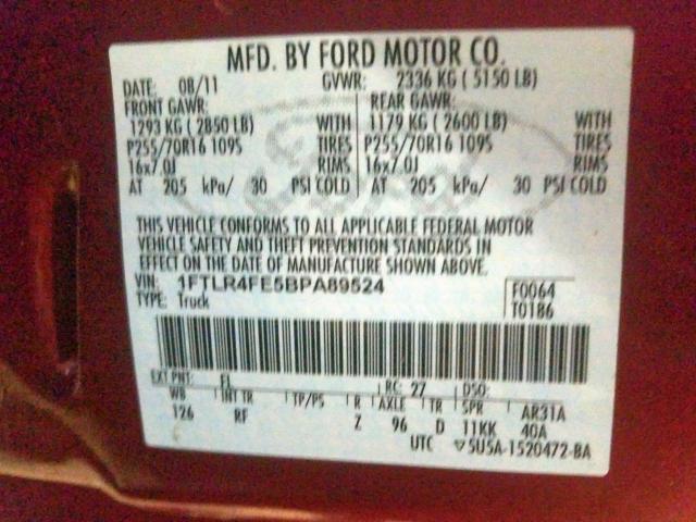 Photo 9 VIN: 1FTLR4FE5BPA89524 - FORD RANGER SUP 