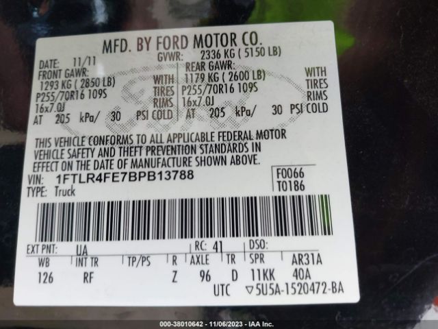 Photo 8 VIN: 1FTLR4FE7BPB13788 - FORD RANGER 