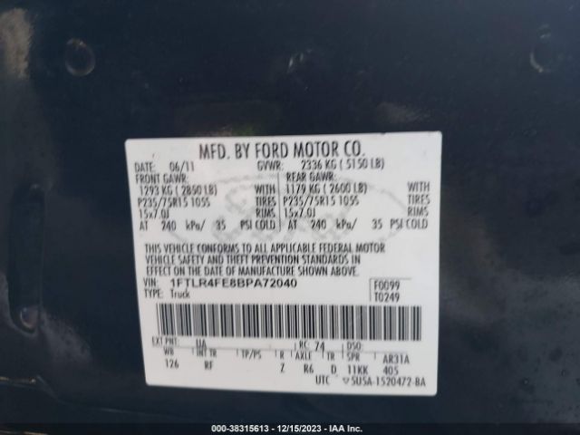 Photo 8 VIN: 1FTLR4FE8BPA72040 - FORD RANGER 