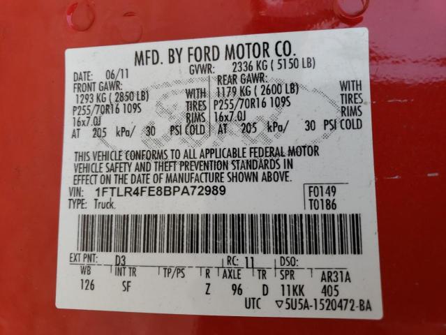 Photo 11 VIN: 1FTLR4FE8BPA72989 - FORD RANGER SUP 