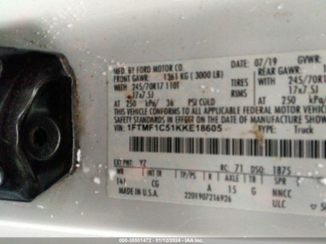 Photo 8 VIN: 1FTMF1C51KKE18605 - FORD F-150 