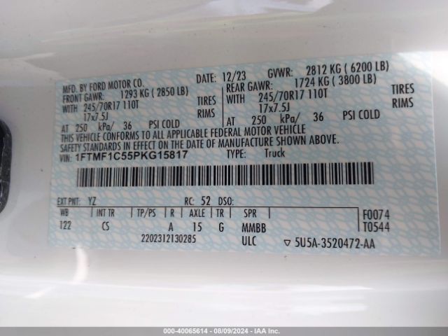 Photo 8 VIN: 1FTMF1C55PKG15817 - FORD F-150 