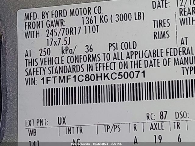 Photo 8 VIN: 1FTMF1C80HKC50071 - FORD F-150 