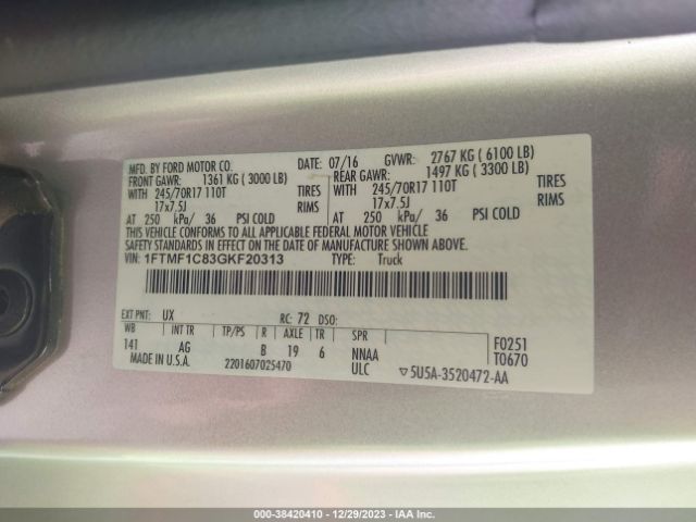 Photo 8 VIN: 1FTMF1C83GKF20313 - FORD F-150 