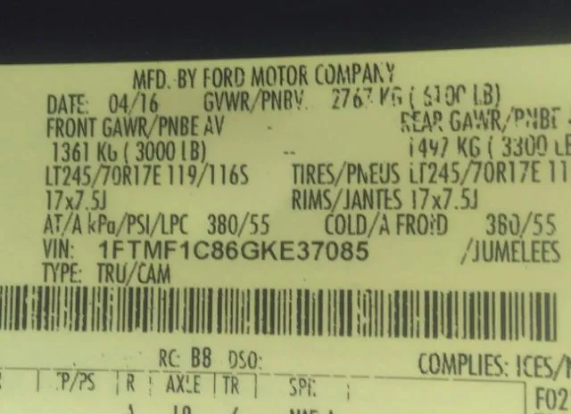 Photo 8 VIN: 1FTMF1C86GKE37085 - FORD F-150 