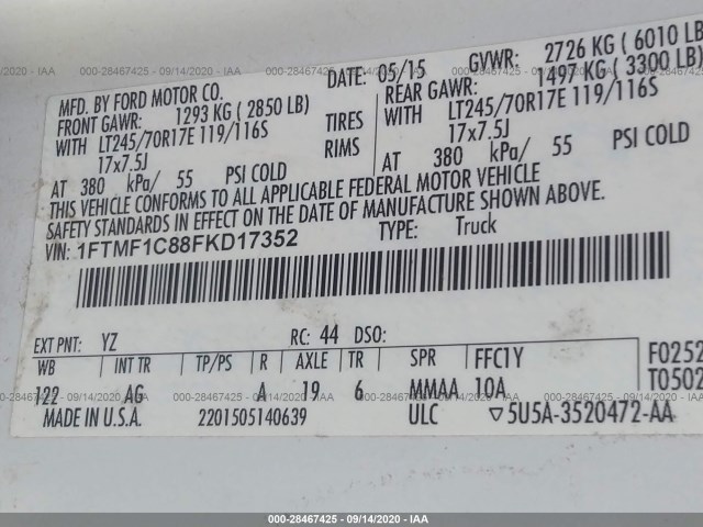 Photo 8 VIN: 1FTMF1C88FKD17352 - FORD F-150 