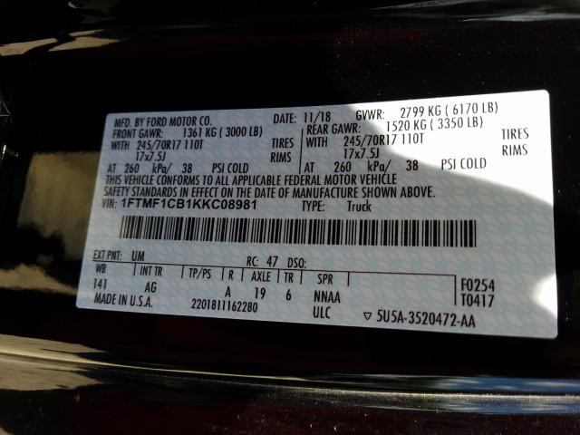 Photo 9 VIN: 1FTMF1CB1KKC08981 - FORD F150 