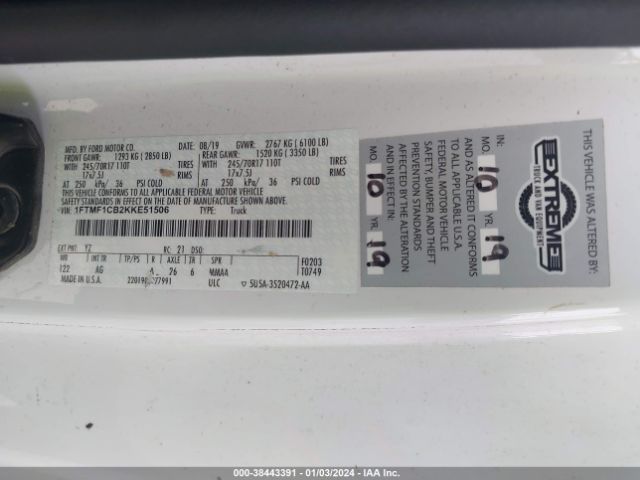 Photo 8 VIN: 1FTMF1CB2KKE51506 - FORD F-150 