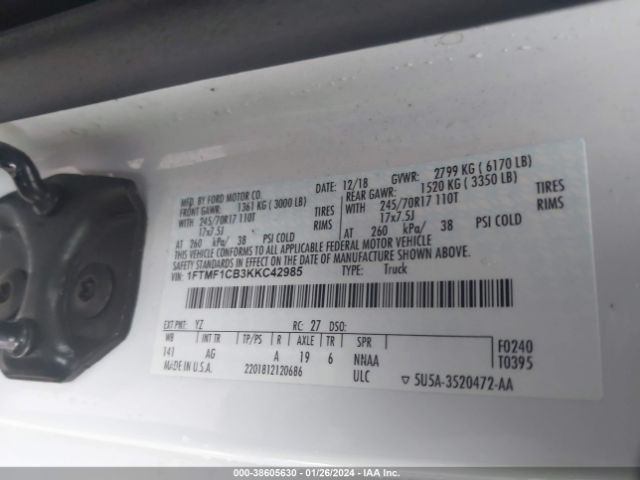 Photo 8 VIN: 1FTMF1CB3KKC42985 - FORD F-150 