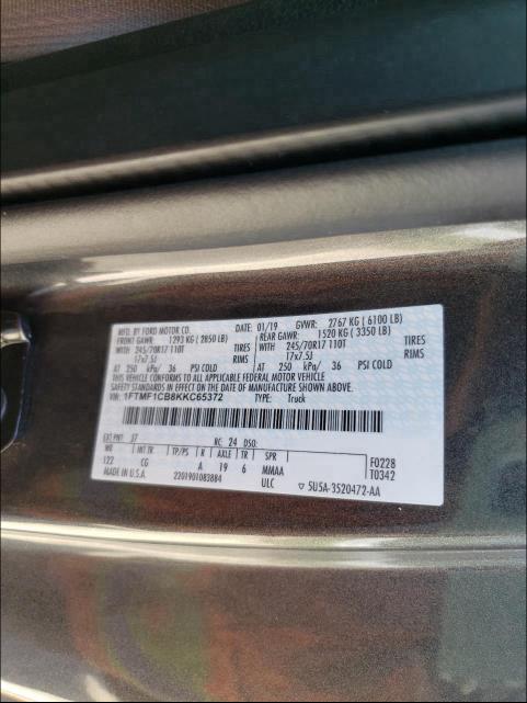 Photo 9 VIN: 1FTMF1CB8KKC65372 - FORD F150 