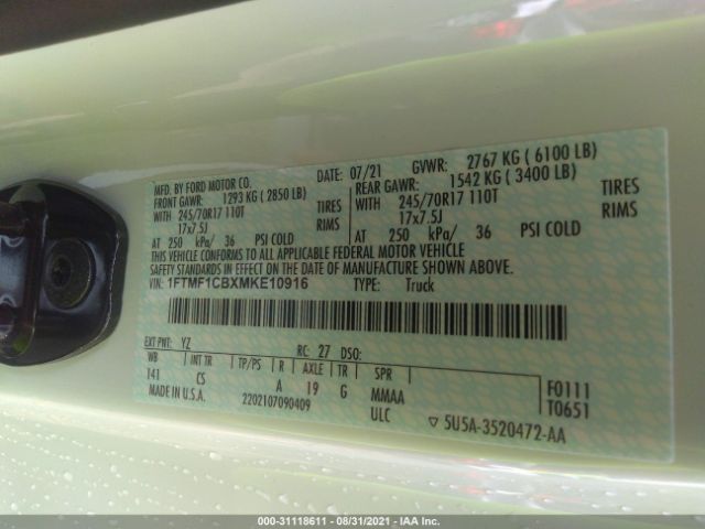 Photo 8 VIN: 1FTMF1CBXMKE10916 - FORD F-150 