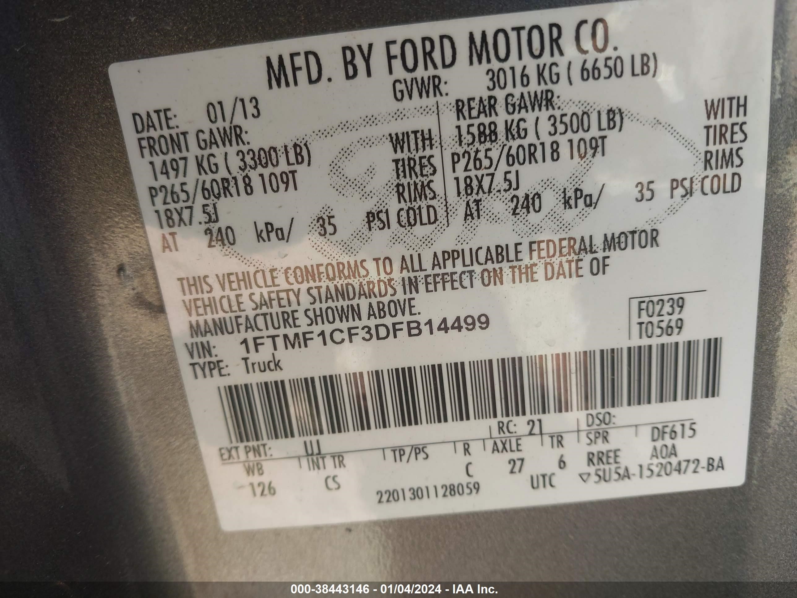 Photo 8 VIN: 1FTMF1CF3DFB14499 - FORD F-150 