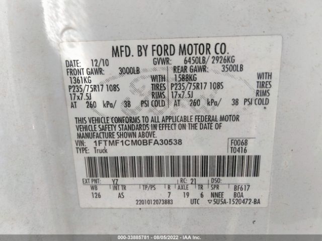 Photo 8 VIN: 1FTMF1CM0BFA30538 - FORD F-150 