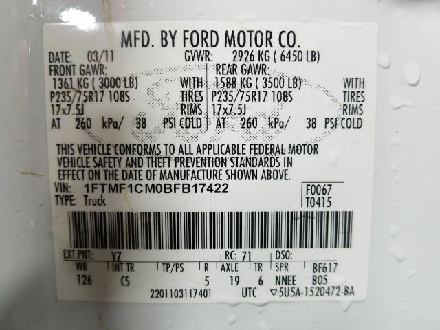 Photo 9 VIN: 1FTMF1CM0BFB17422 - FORD F150 