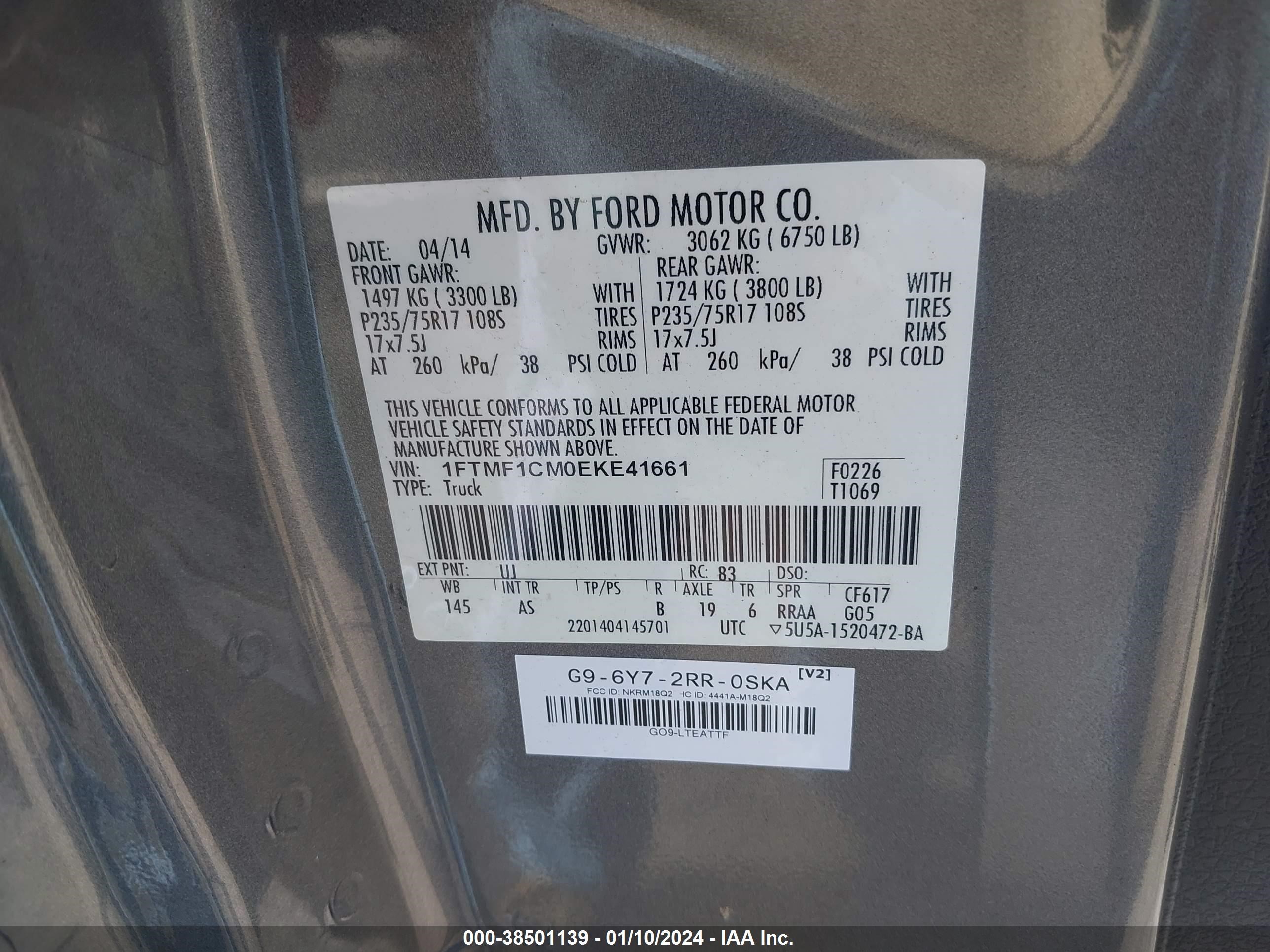 Photo 4 VIN: 1FTMF1CM0EKE41661 - FORD F-150 