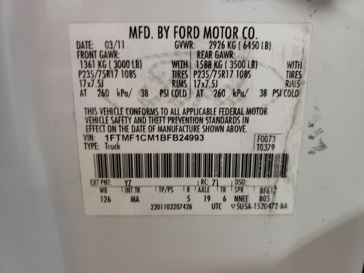 Photo 9 VIN: 1FTMF1CM1BFB24993 - FORD F-150 