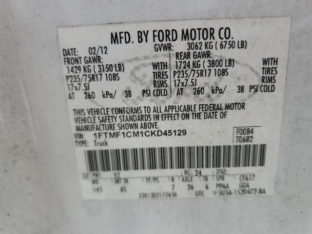 Photo 11 VIN: 1FTMF1CM1CKD45129 - FORD F150 