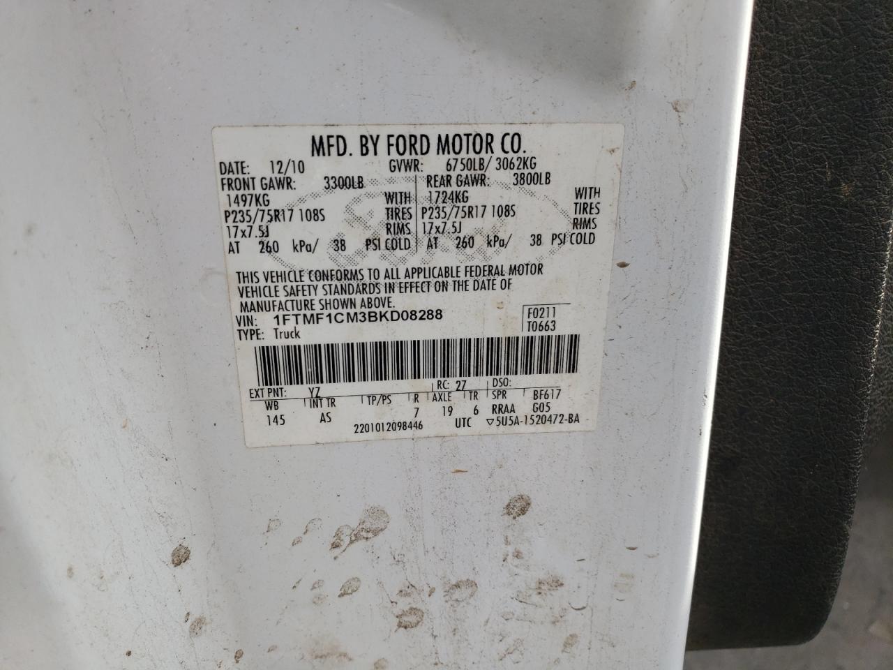 Photo 11 VIN: 1FTMF1CM3BKD08288 - FORD F-150 