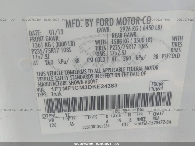 Photo 8 VIN: 1FTMF1CM3DKE24383 - FORD F-150 