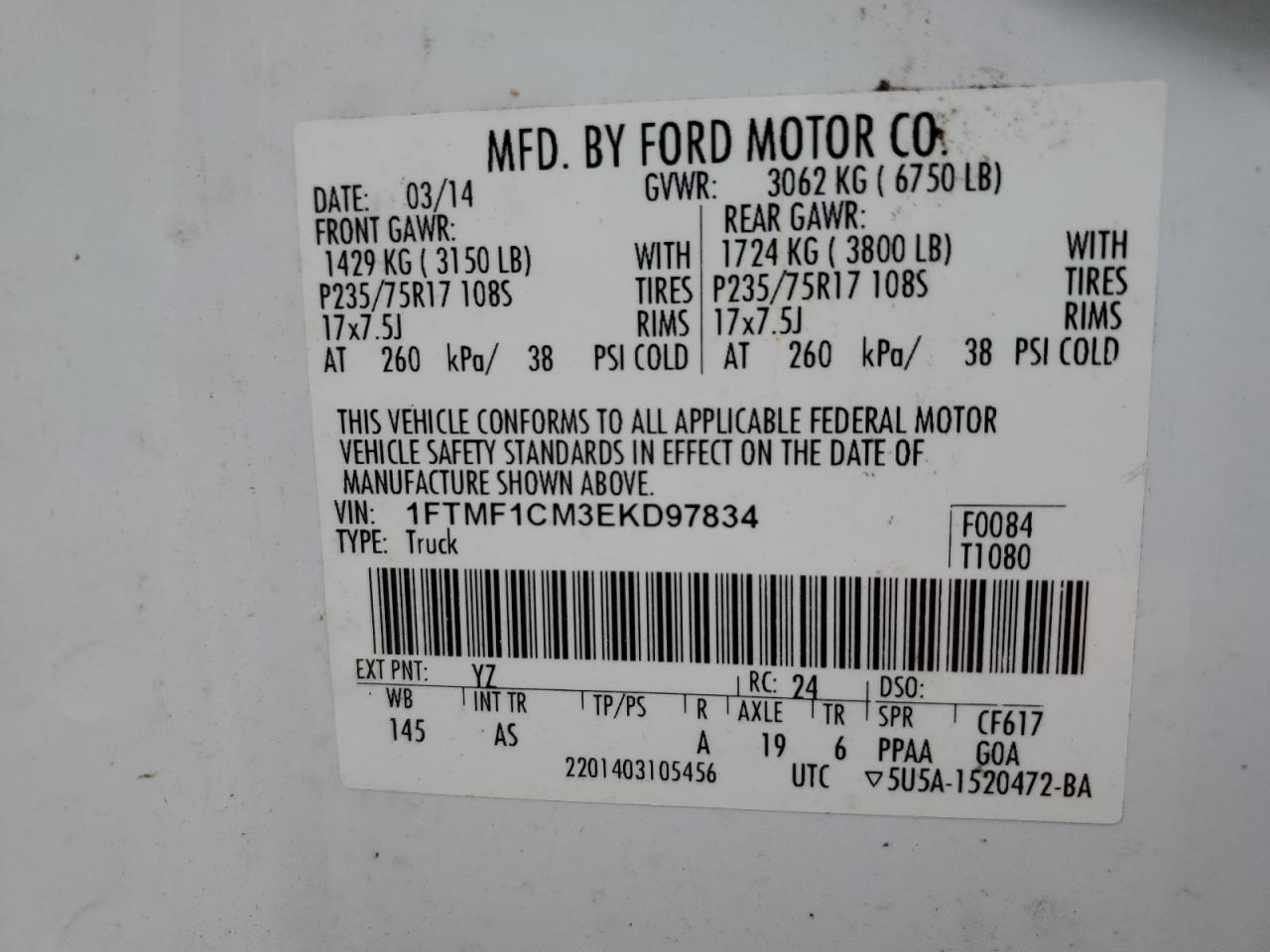 Photo 11 VIN: 1FTMF1CM3EKD97834 - FORD F-150 