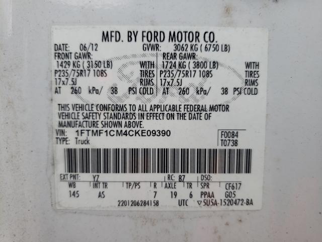 Photo 9 VIN: 1FTMF1CM4CKE09390 - FORD F150 