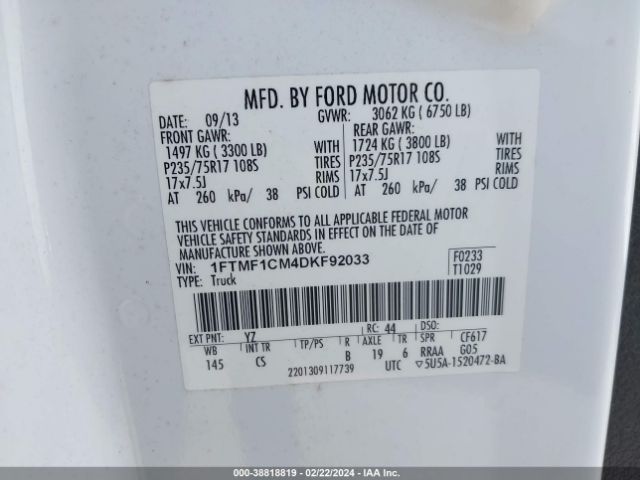 Photo 8 VIN: 1FTMF1CM4DKF92033 - FORD F-150 