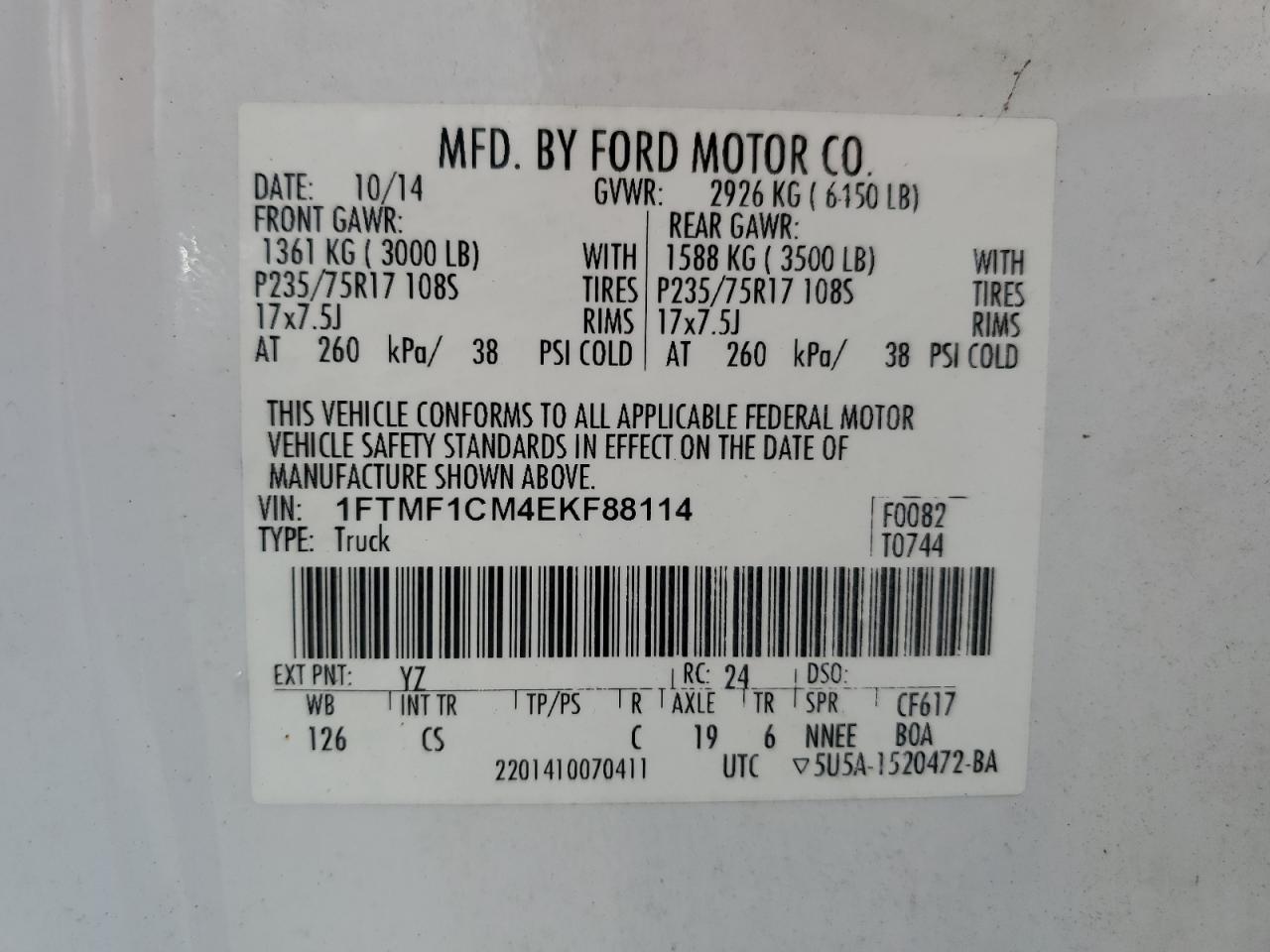 Photo 14 VIN: 1FTMF1CM4EKF88114 - FORD F-150 