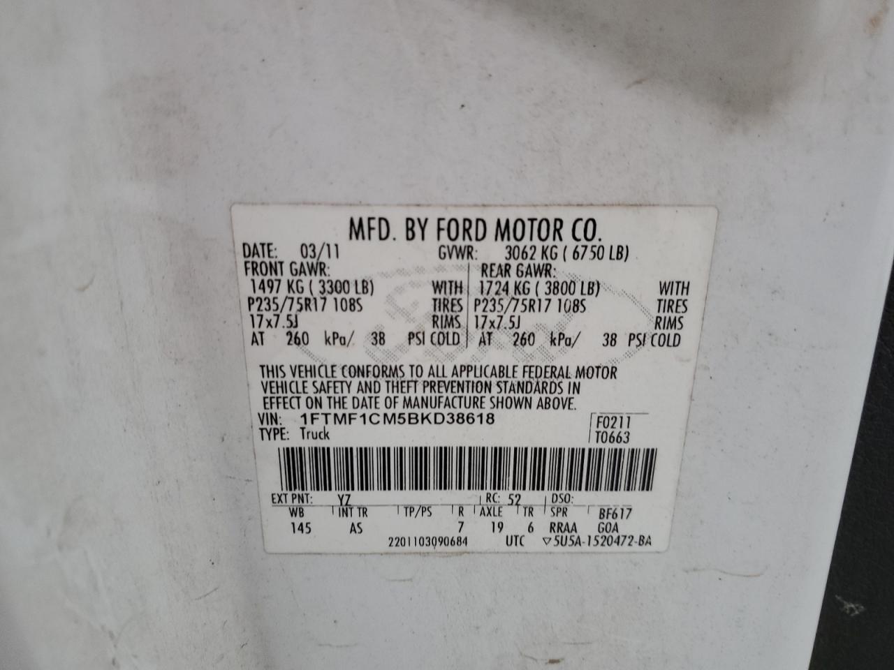 Photo 11 VIN: 1FTMF1CM5BKD38618 - FORD F-150 