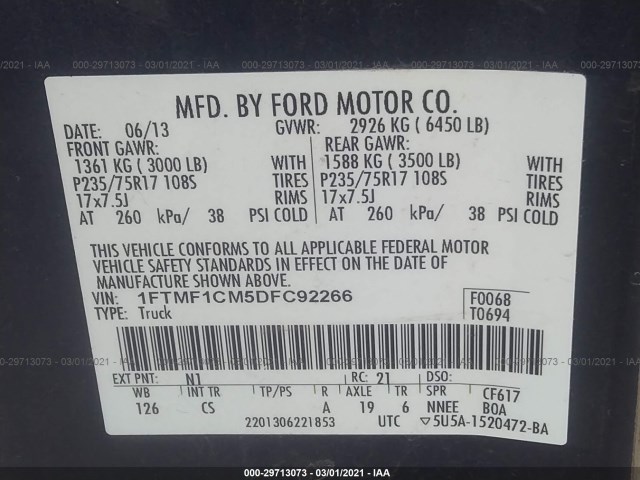 Photo 8 VIN: 1FTMF1CM5DFC92266 - FORD F-150 