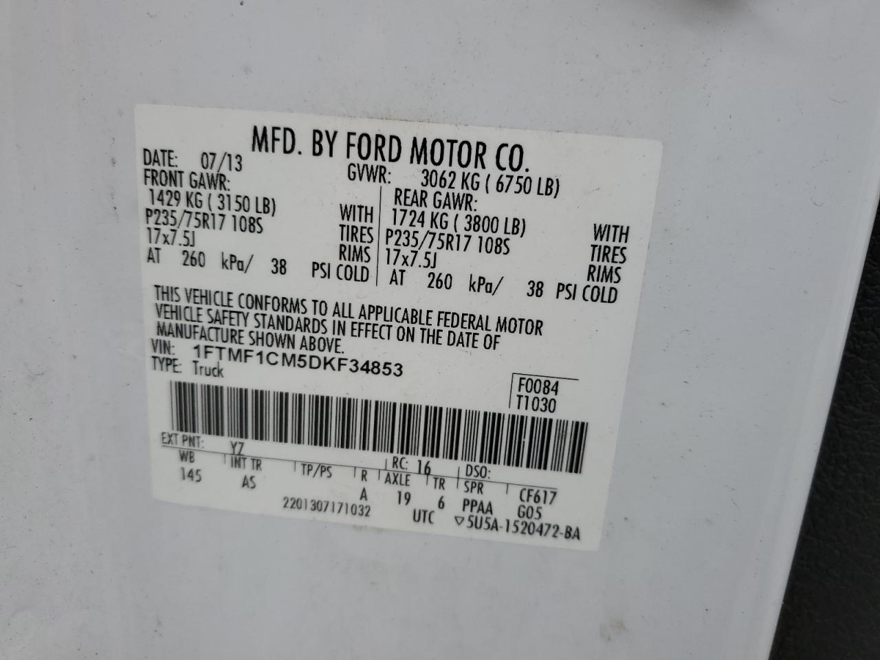 Photo 11 VIN: 1FTMF1CM5DKF34853 - FORD F-150 