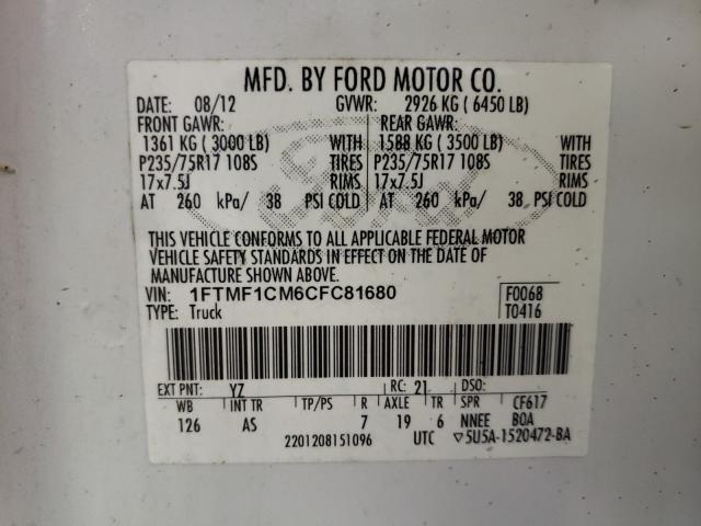 Photo 9 VIN: 1FTMF1CM6CFC81680 - FORD F150 