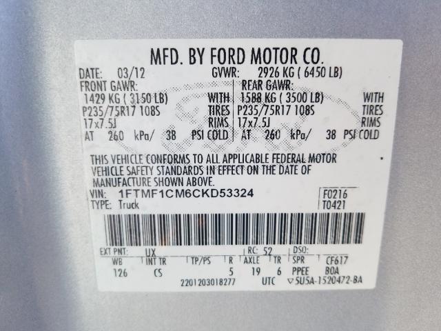 Photo 9 VIN: 1FTMF1CM6CKD53324 - FORD F150 