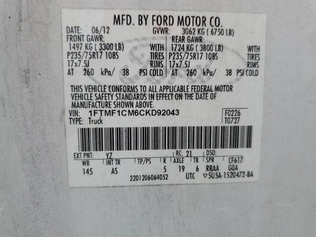 Photo 11 VIN: 1FTMF1CM6CKD92043 - FORD F150 