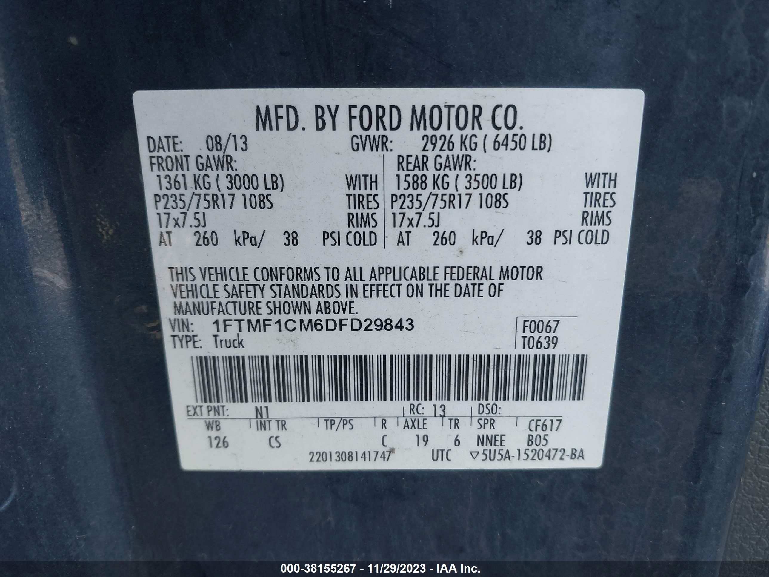 Photo 8 VIN: 1FTMF1CM6DFD29843 - FORD F-150 