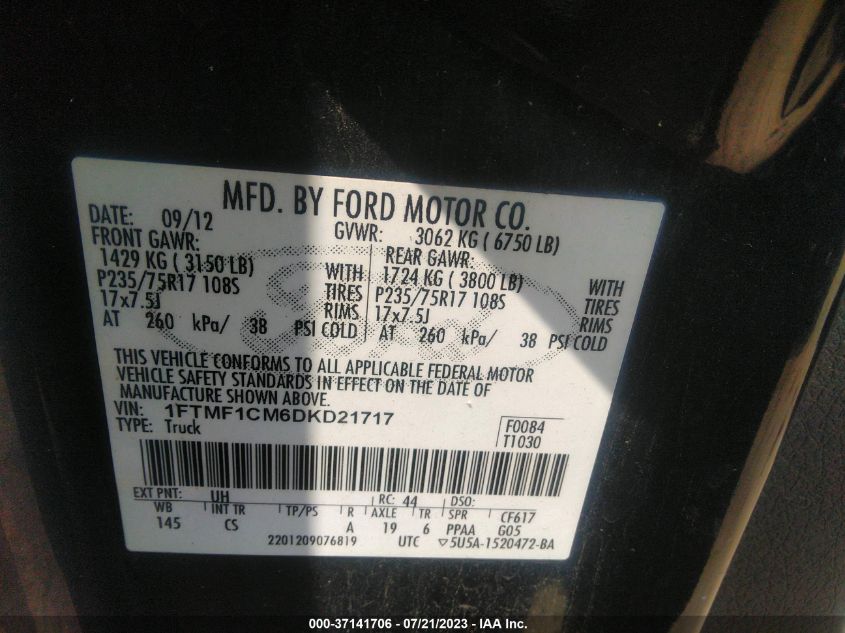 Photo 8 VIN: 1FTMF1CM6DKD21717 - FORD F-150 