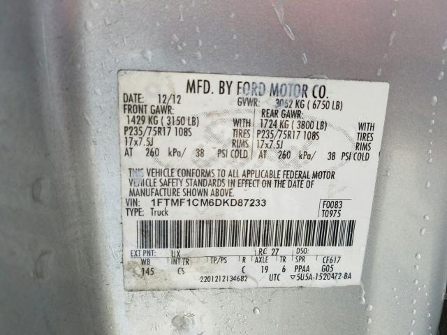 Photo 9 VIN: 1FTMF1CM6DKD87233 - FORD F150 