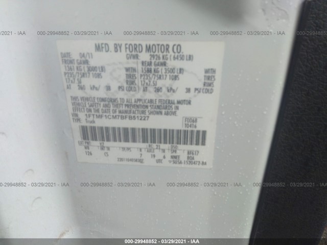 Photo 8 VIN: 1FTMF1CM7BFB51227 - FORD F-150 