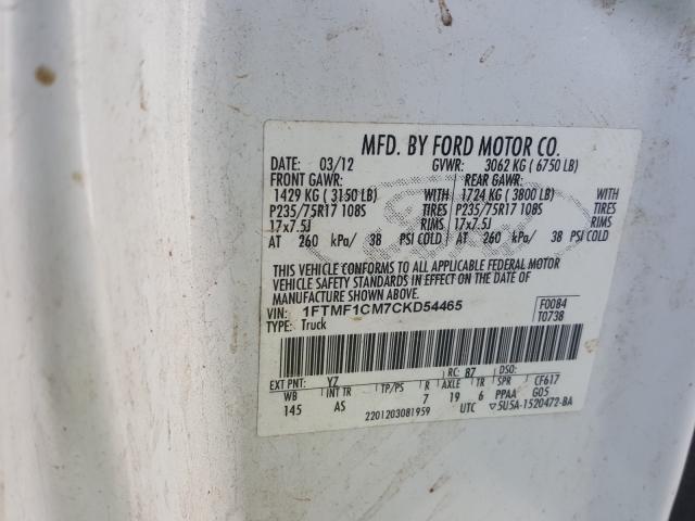 Photo 9 VIN: 1FTMF1CM7CKD54465 - FORD F150 