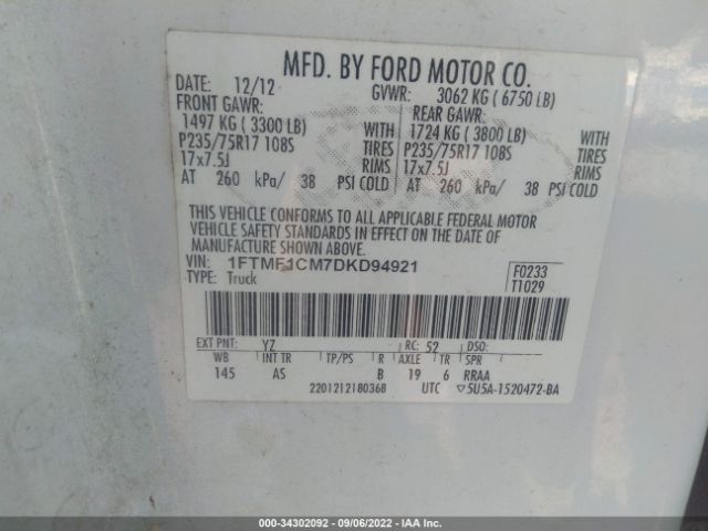 Photo 8 VIN: 1FTMF1CM7DKD94921 - FORD F-150 