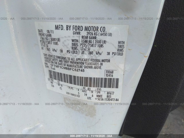 Photo 8 VIN: 1FTMF1CM8BFC52745 - FORD F-150 